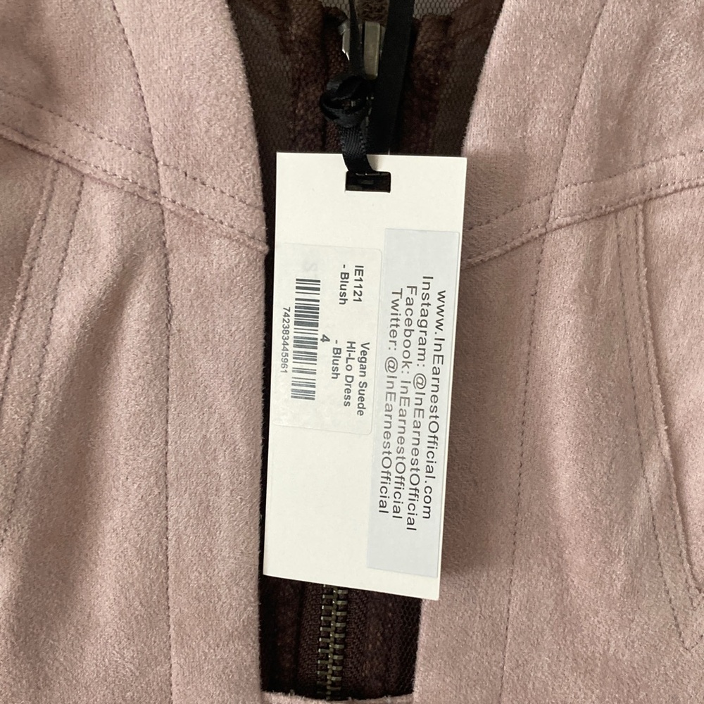 Byron Lars Vegan Suede Hi-Lo Dress – pale pink– Size 4 – NWT - Picture 16 of 16